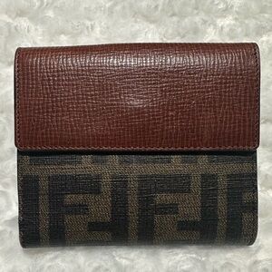 FENDI Zucca Compact Wallet PVC Coated Excellent